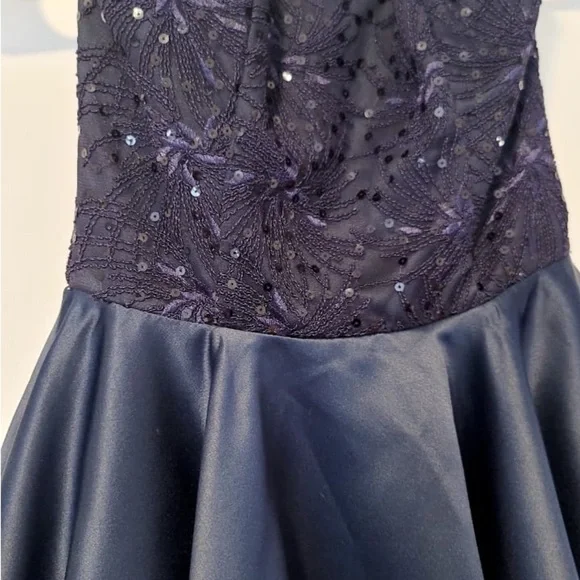 Blue Strapless Sweetheart Fit and Flare Dress - Picture 7 of 9